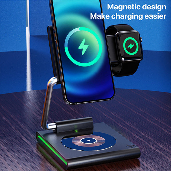 KTM8 3 in 1 Portable Folding Magnetic Wireless Charger 15W