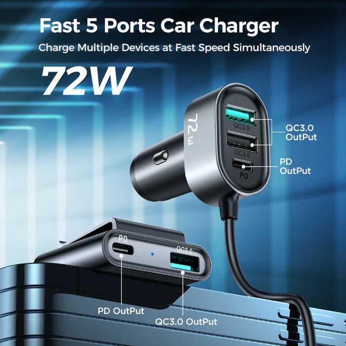 JOYROOM JR-CL05 5 multi-port (2 PD + 3 QC3.0) fast car charger