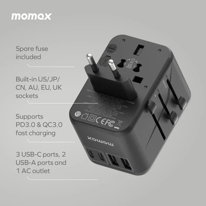 Momax 1-World Universal 5-Port Travel GaN Charger 70W