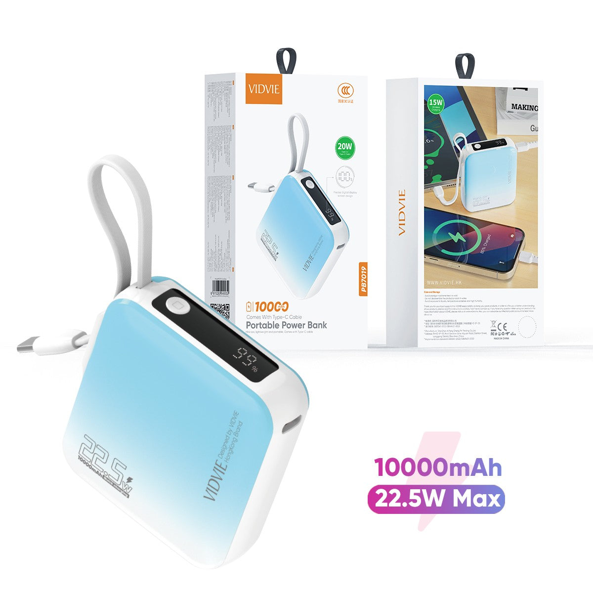 VIDVIE PB7019 Power Bank 10000MAH