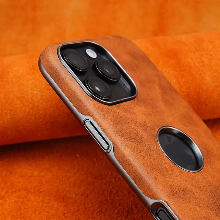 RMBMAX Luxury Matte Leather Case with Magnetic Metal Holder for iPhone