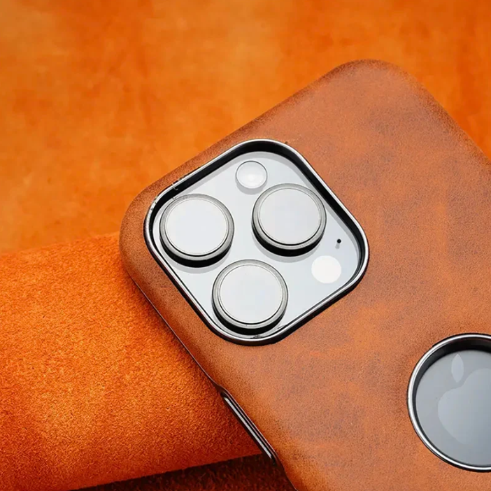 RMBMAX Luxury Matte Leather Case with Magnetic Metal Holder for iPhone