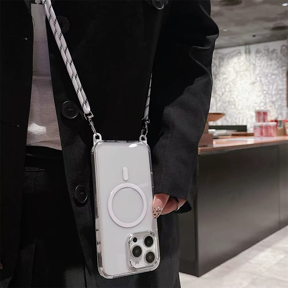 Crossbody Rope Necklace Transparent Magnetic for iPhone