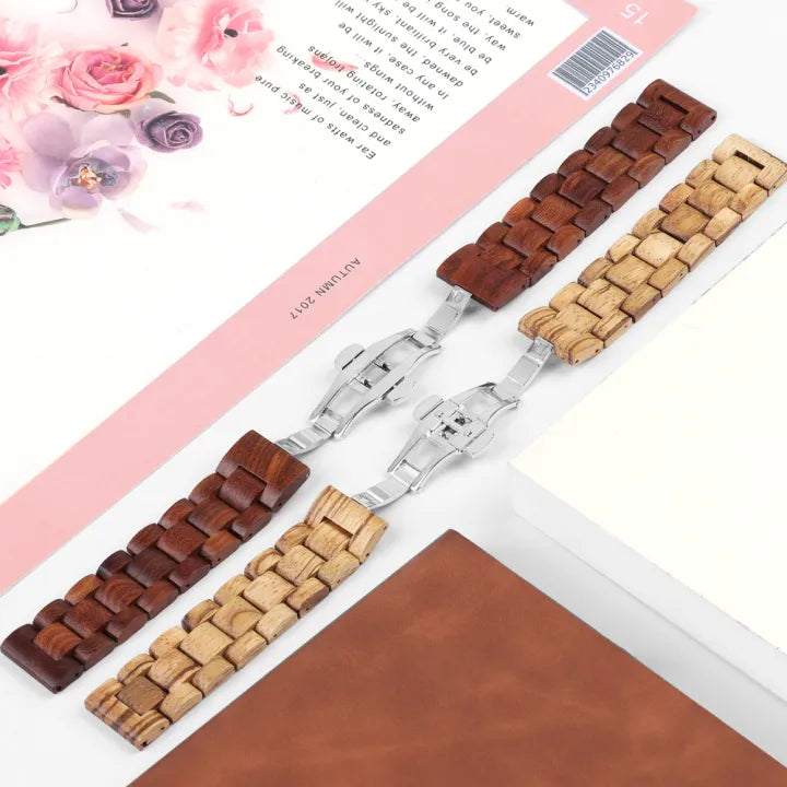 Wood Watch Band with Butterfly Buckle