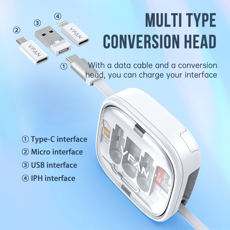 VFAN X21 Fast Charging Cable with Storage Case 6 in 1