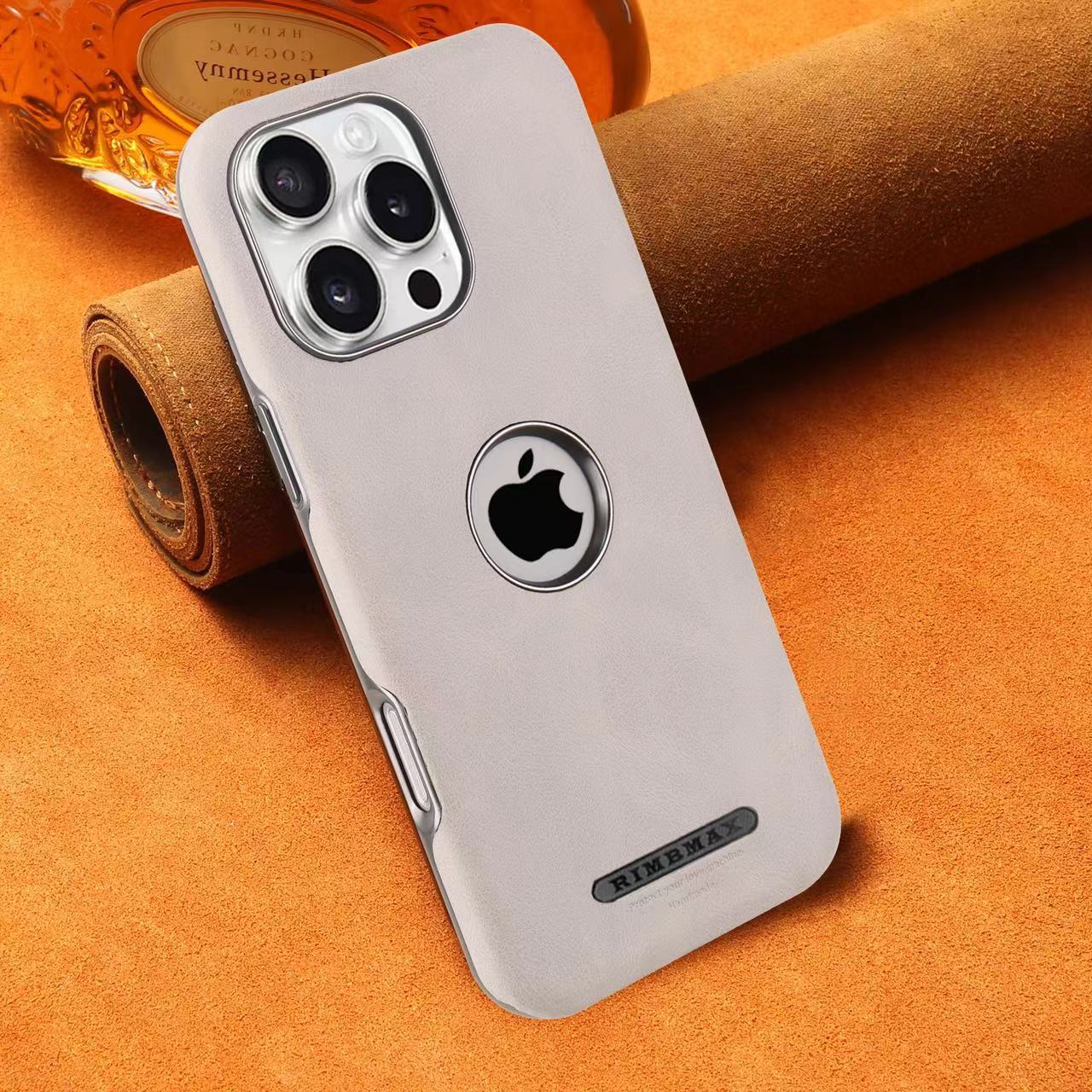 RMBMAX Luxury Matte Leather Case with Magnetic Metal Holder for iPhone