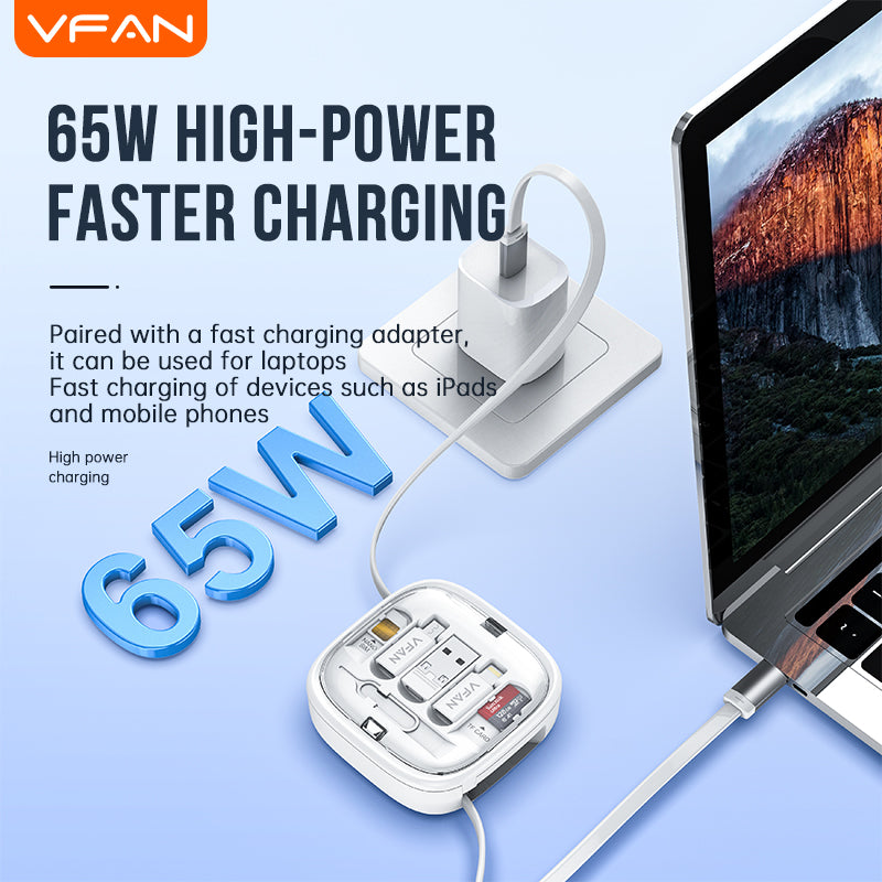 VFAN X21 Fast Charging Cable with Storage Case 6 in 1