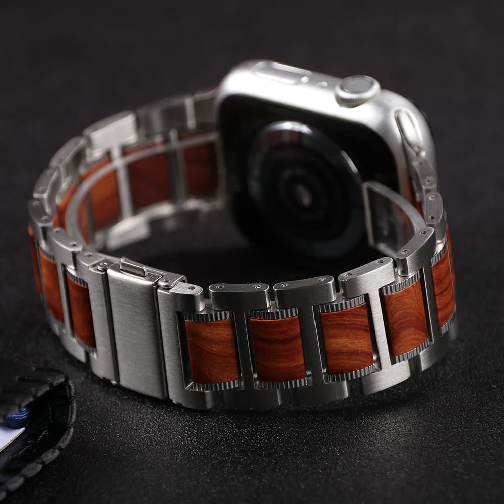 Stainless Steel with Wood Watch Band