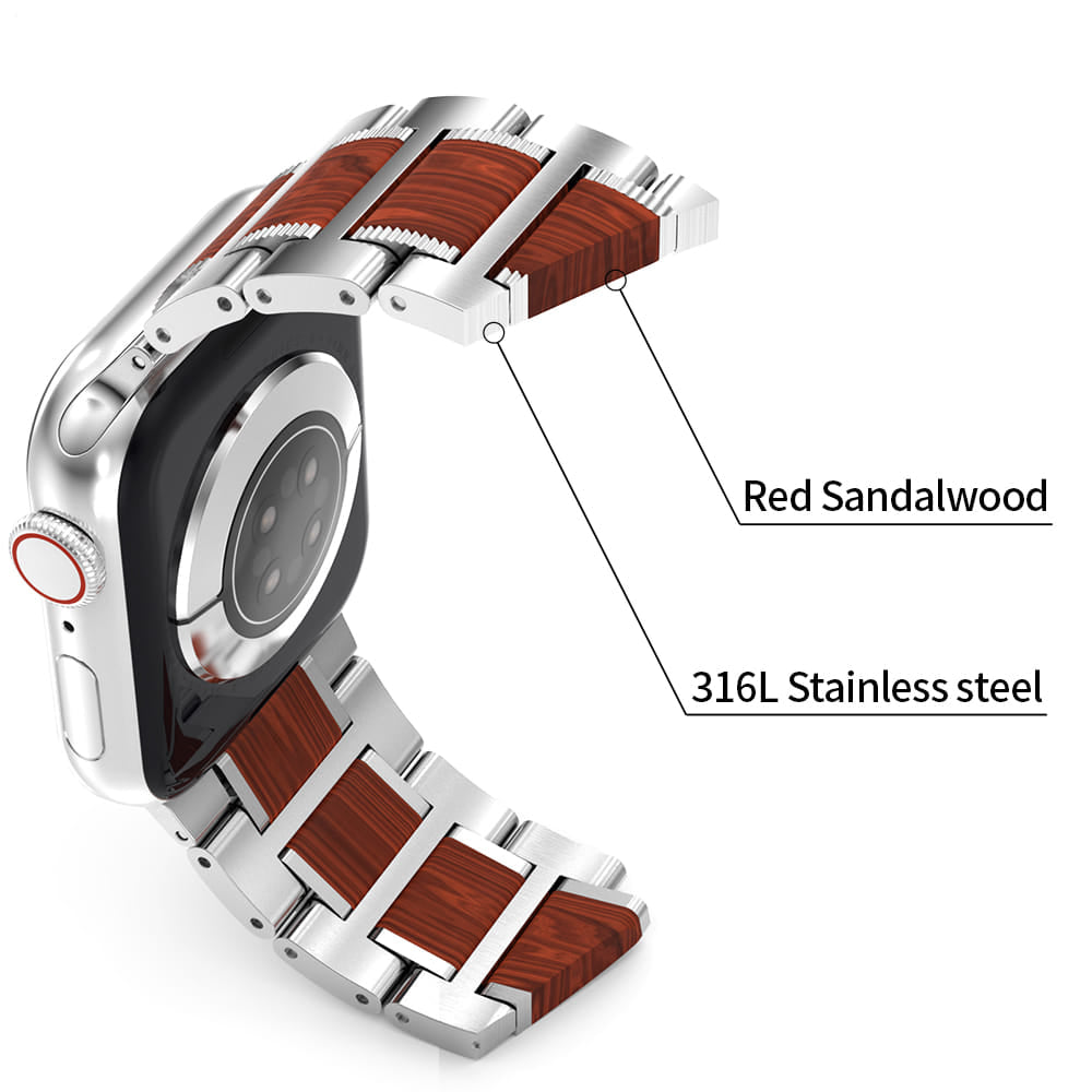 Stainless Steel with Wood Watch Band