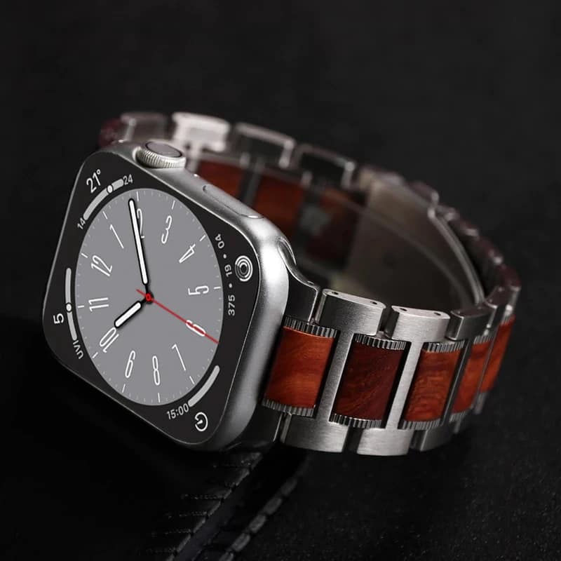 Stainless Steel with Wood Watch Band