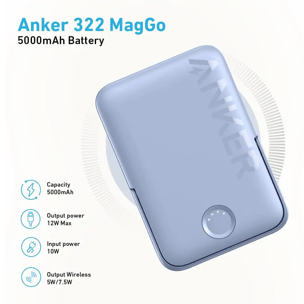 Anker A1618 Power Bank 322 MagGo 5000mAh MagSafe Battery Portable Charger