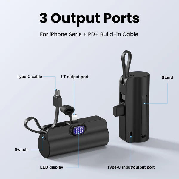 Mini Power Bank,Capsule Power Charger 5000mAh