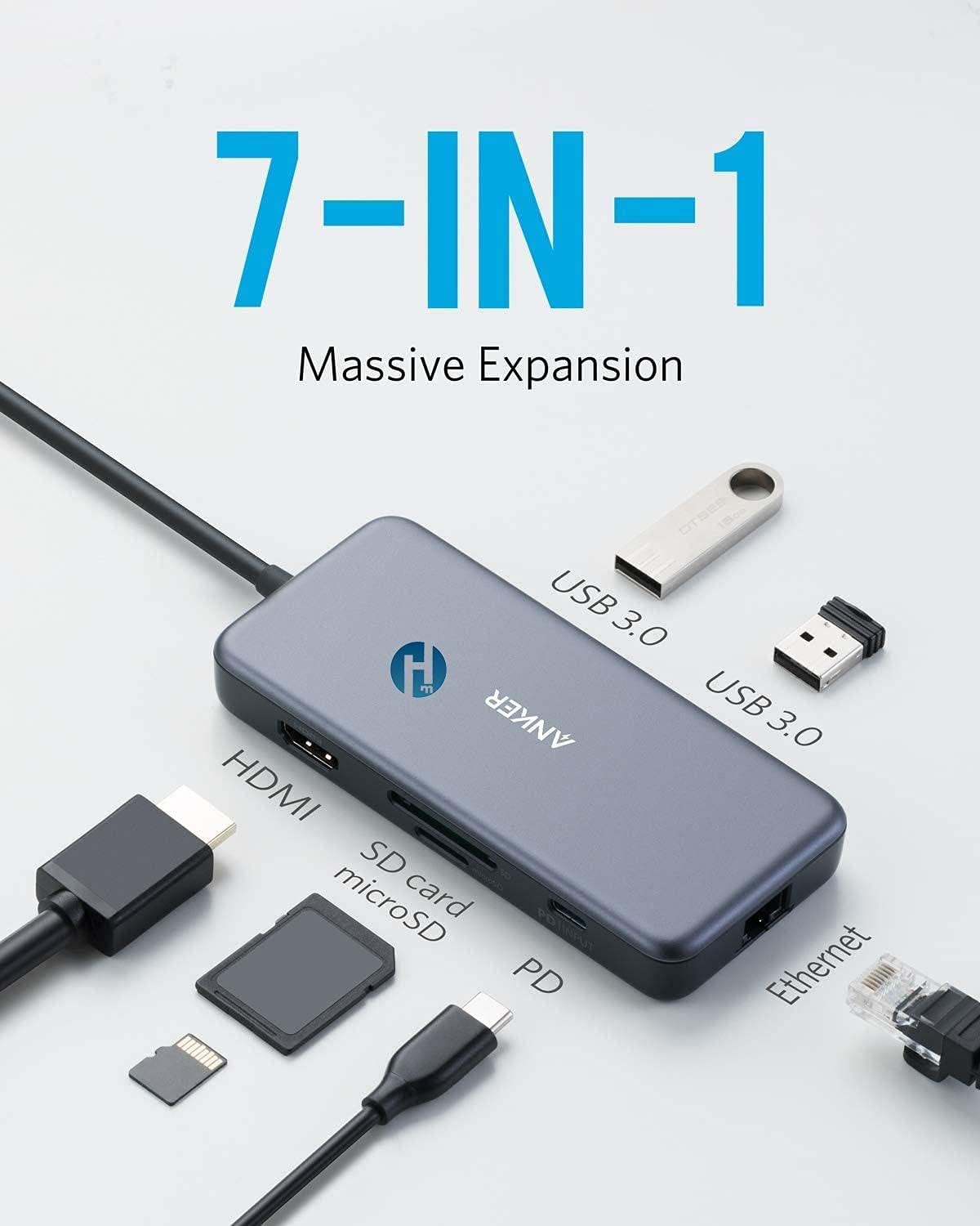 Anker USB C Hub, 7-in-1 USB C Adapter