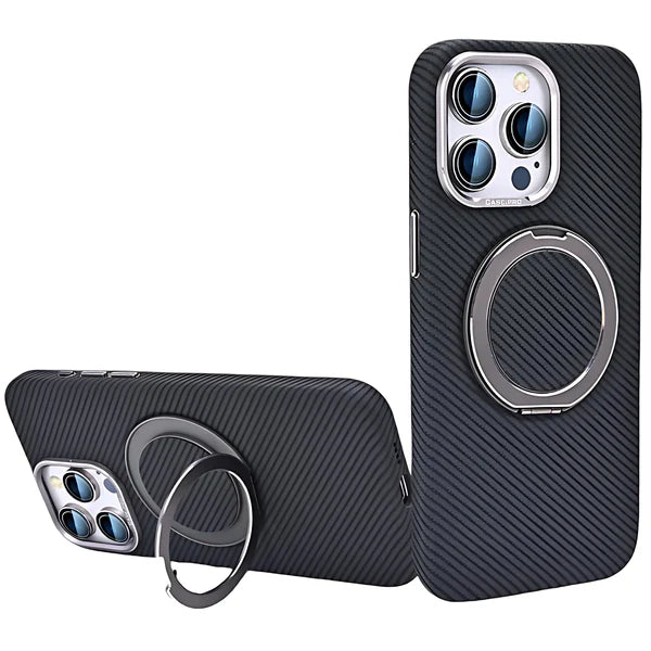 Carbon Fiber Metal Stand Ring Holder Case