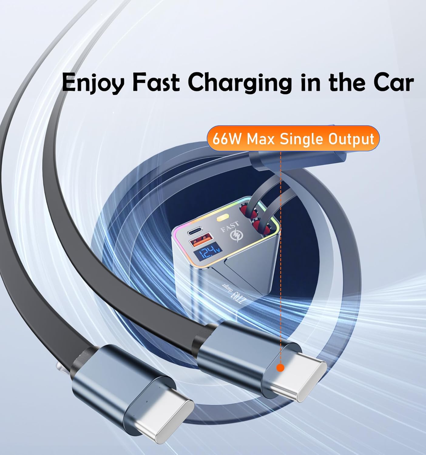 SUPER ZT03 FLASH CHARGE Retractable Car Charger 146W 4-in-1