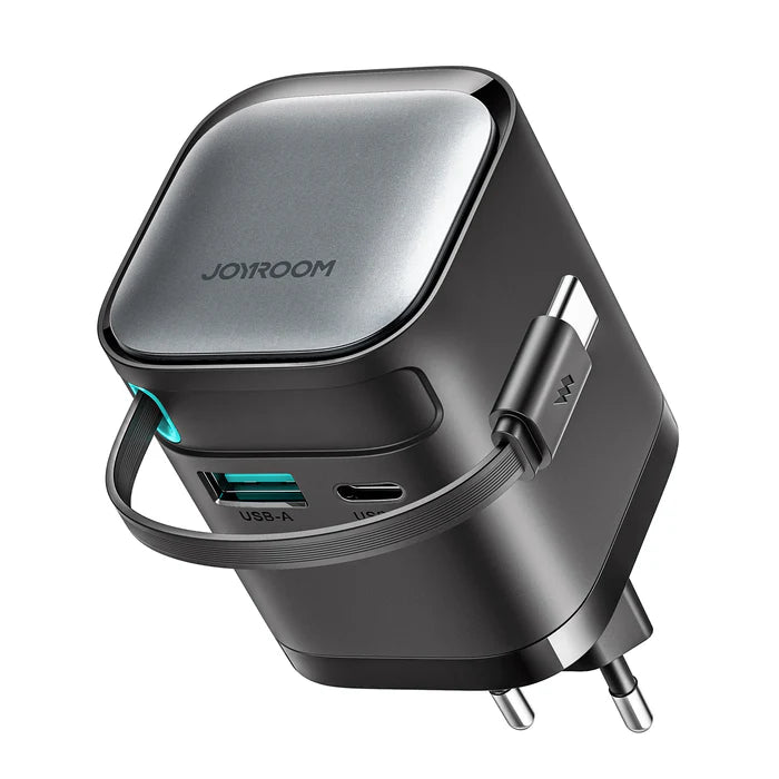 JOYROOM JR-TCL02 GaN 65W Dual Port Charger with Retractable Cable