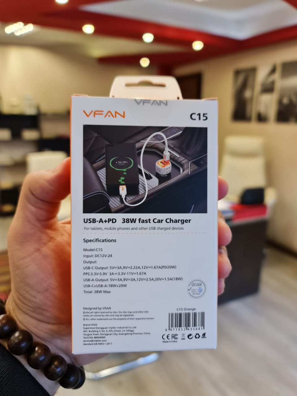 VFAN C15 Super FAST 38W PD Car Charger