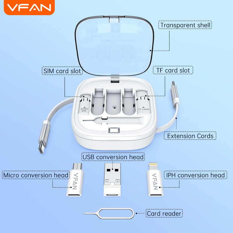 VFAN X21 Fast Charging Cable with Storage Case 6 in 1