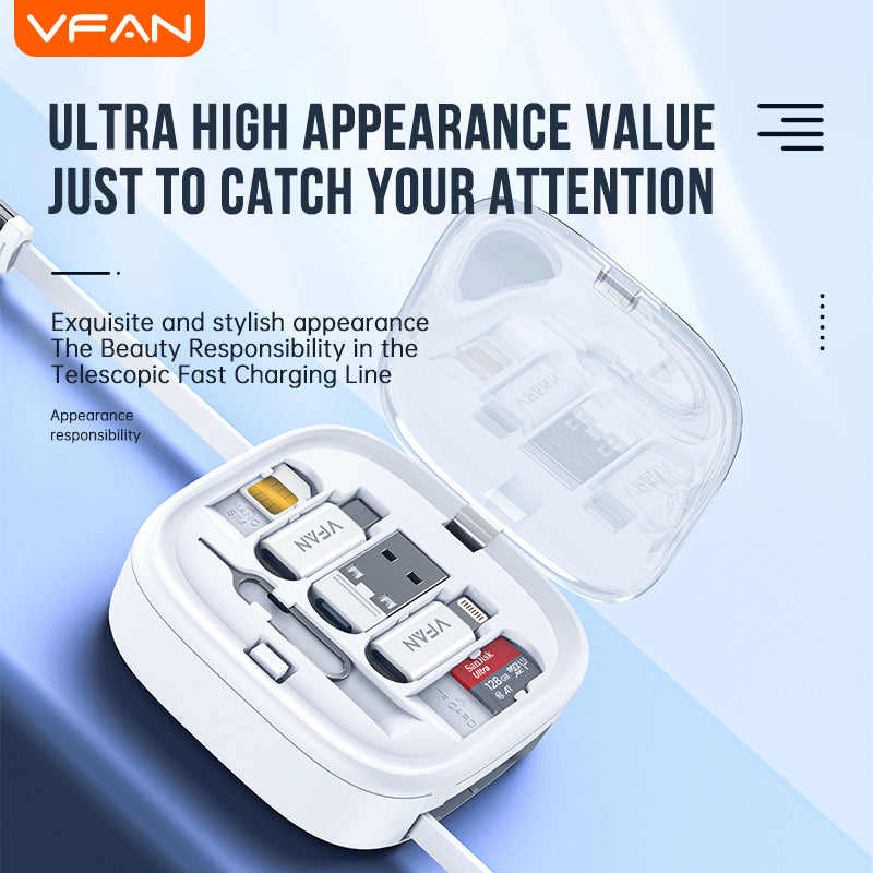 VFAN X21 Fast Charging Cable with Storage Case 6 in 1