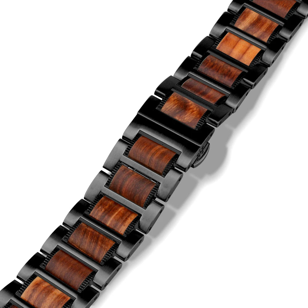 Stainless Steel with Wood Watch Band