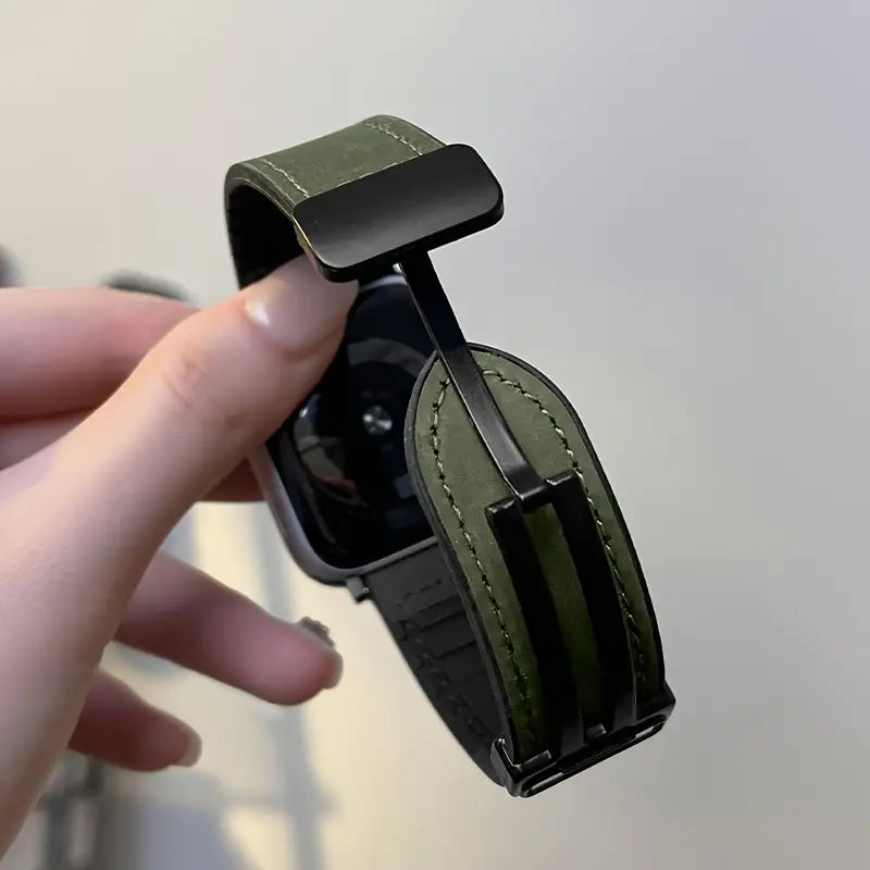 Magnetic Leather Silicone For Apple Watch Band