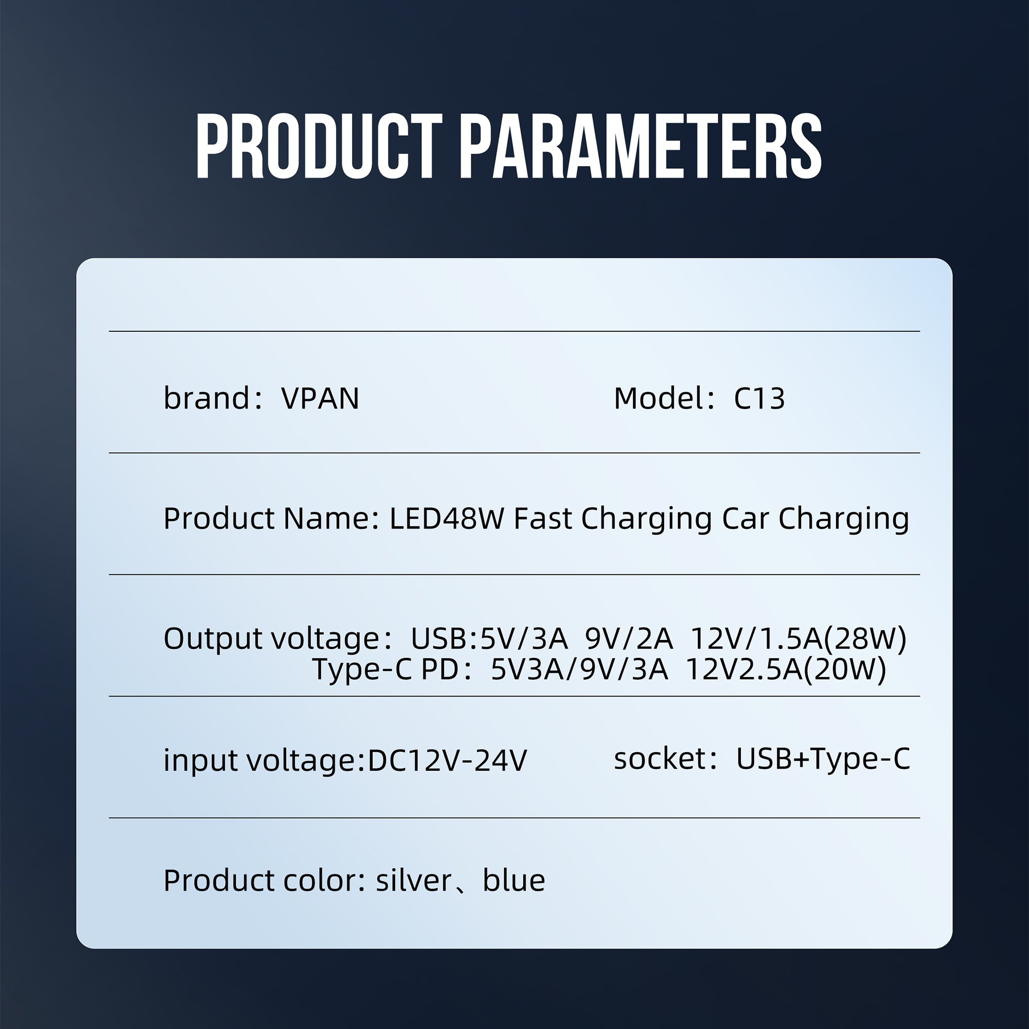 VFAN C13 LED DIGITAL DISPLAY 48W FAST CHARGING