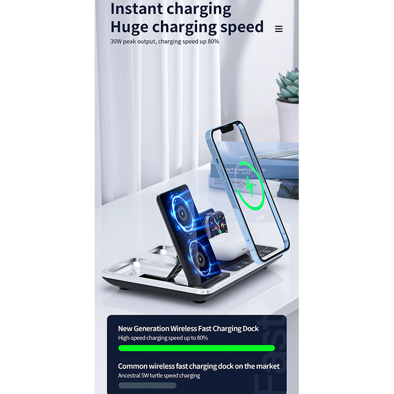 R11 4 In 1 30W Phone Wireless Charger with Ambient Light