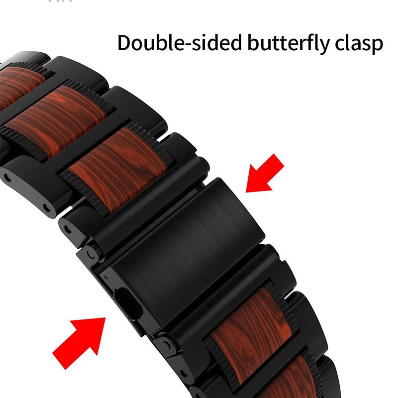 Stainless Steel with Wood Watch Band