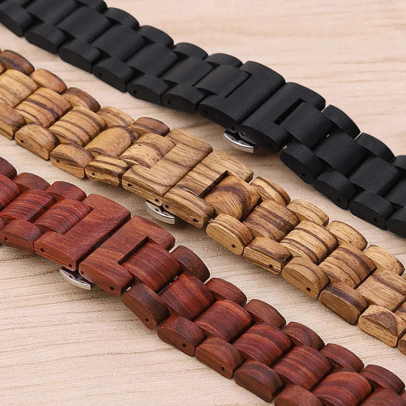 Wood Watch Band with Butterfly Buckle