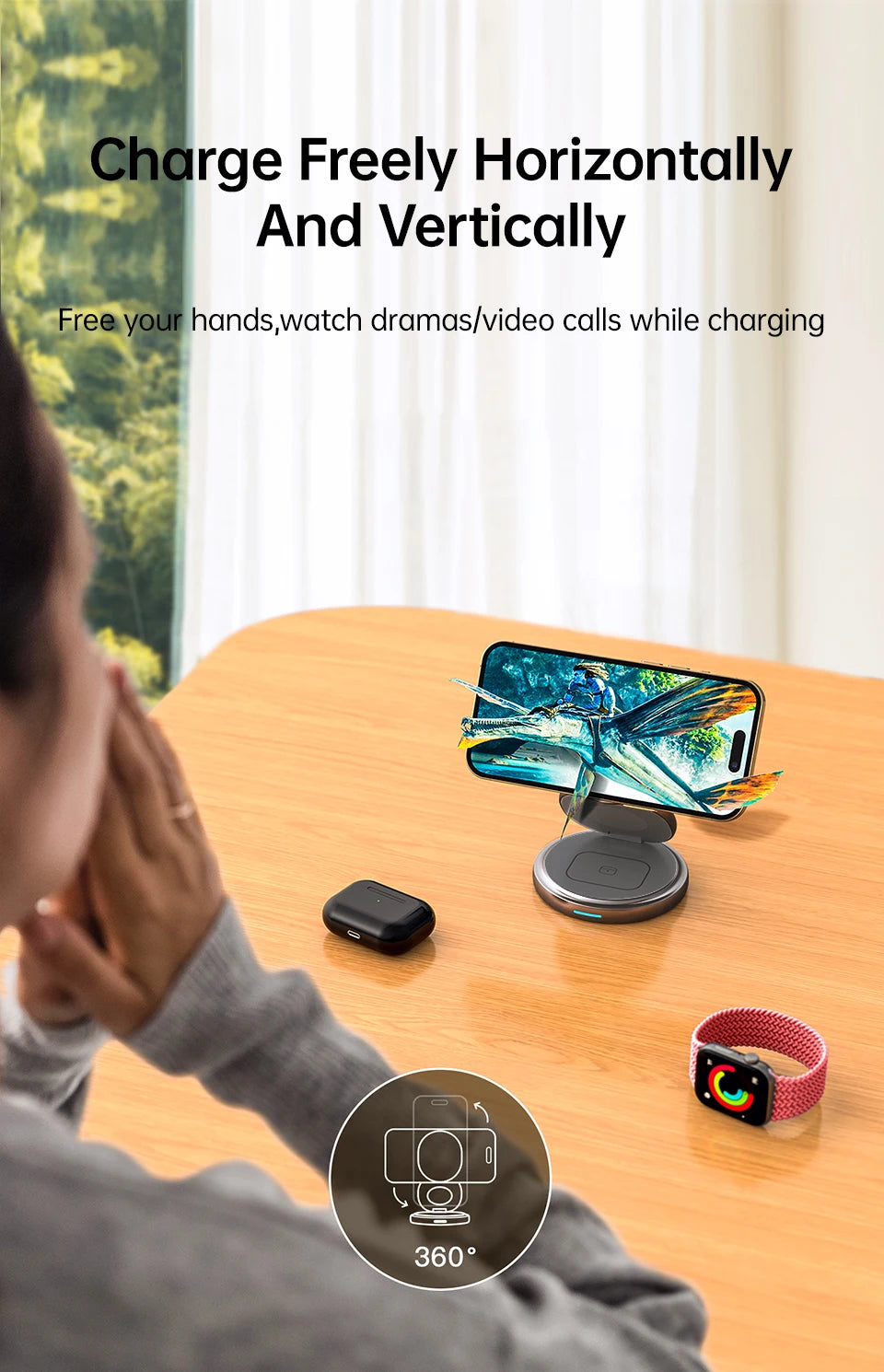 3 in 1 Foldable Wireless Charger Stand