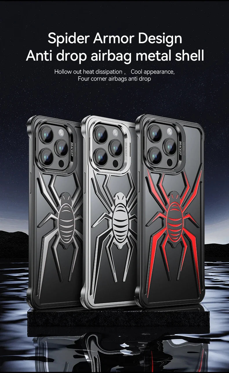 Spider design heat dissipation metal mobile phone case