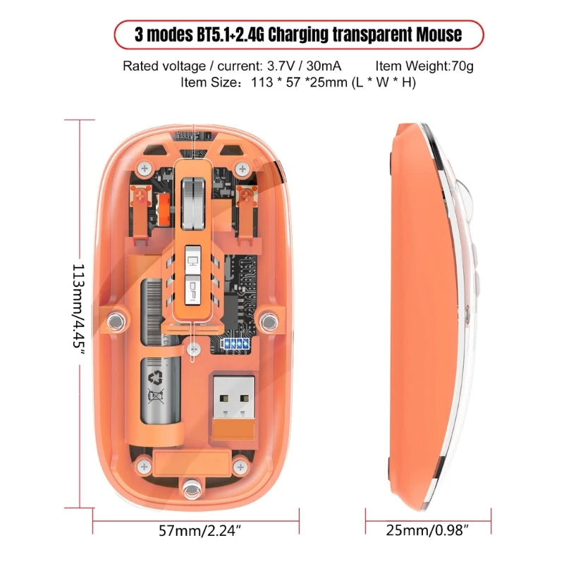 Vevo Mouse M233 - M133 Multimode Wireless Transparent Design