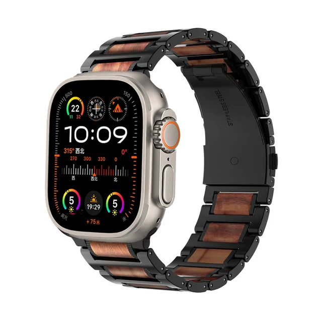 Stainless Steel with Wood Watch Band