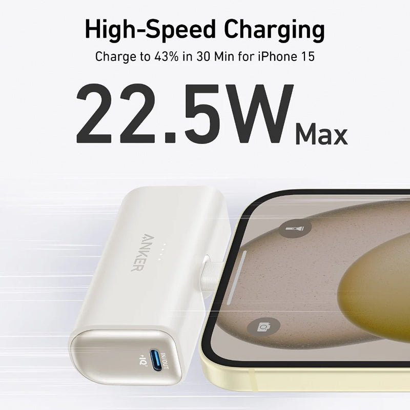 Anker A1653 Nano Power Bank (22.5W, Built-In USB-C/Lighting Connector)