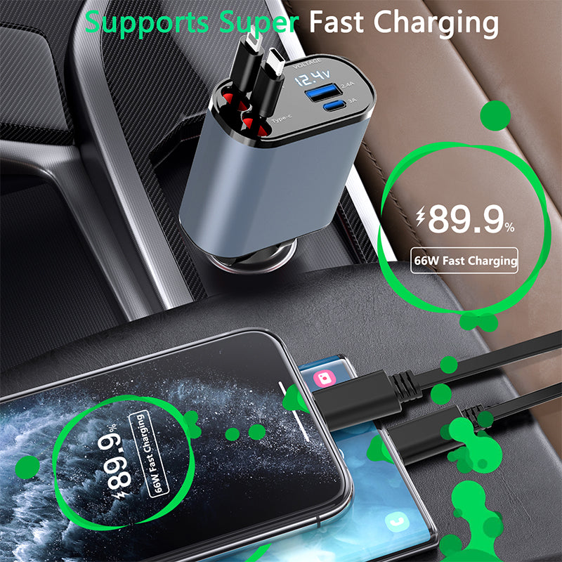 SUPER FLASHCHARGE 4-IN-1 Retractable Car Charger