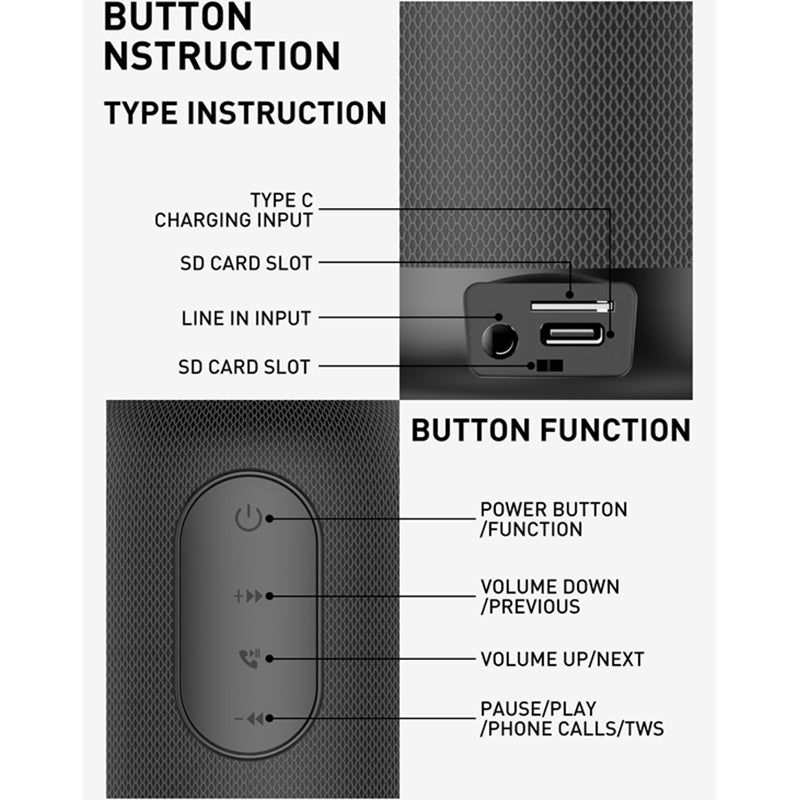 LDNIO BTS12 2000mAh Bluetooth 5.0 Wireless Speaker