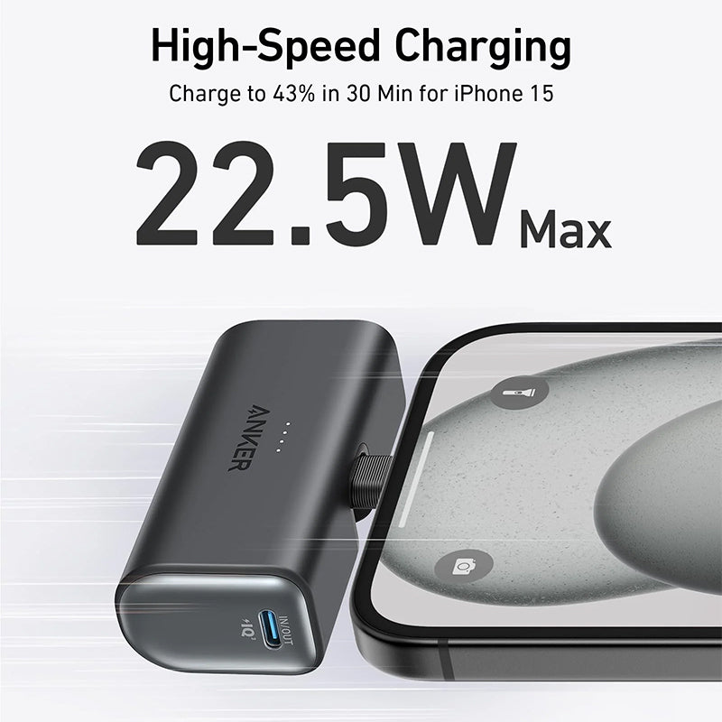 Anker A1653 Nano Power Bank (22.5W, Built-In USB-C/Lighting Connector)