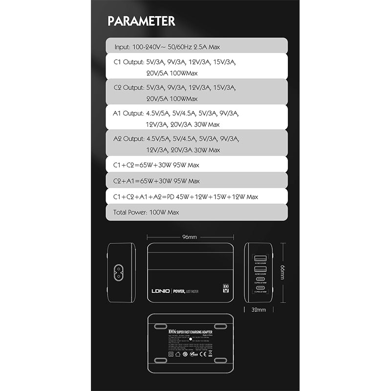 LDNIO A48080 65W Desktop Fast Charger