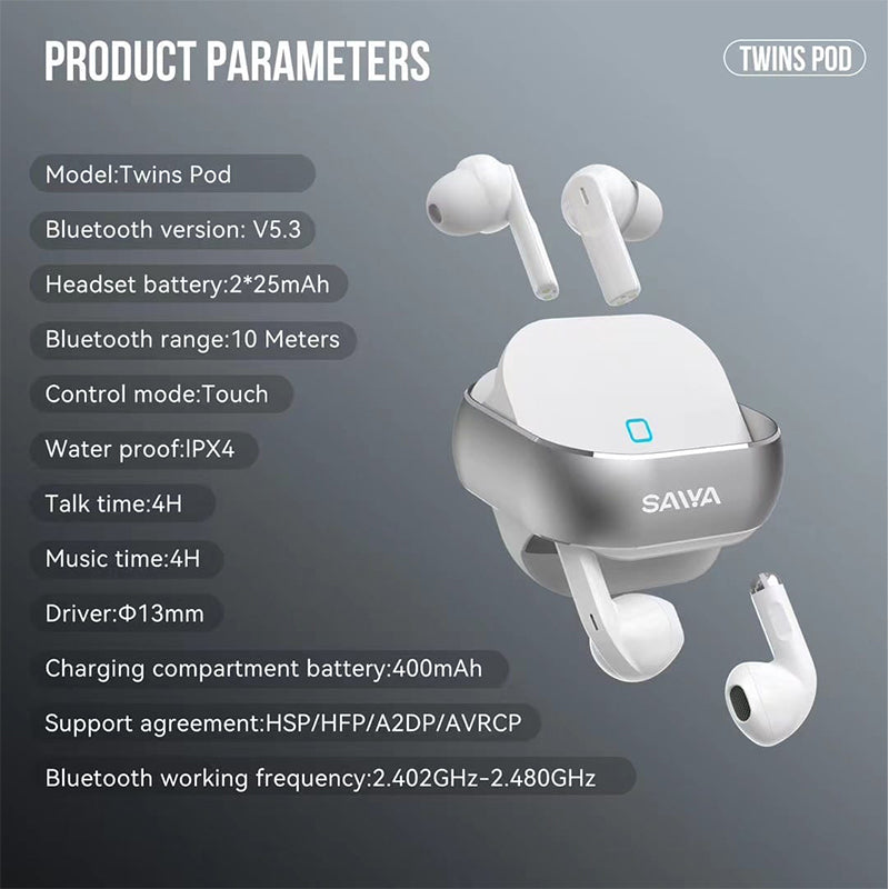 SAWA 4-IN-1 TWINS POD WIRELESS EARPHONES