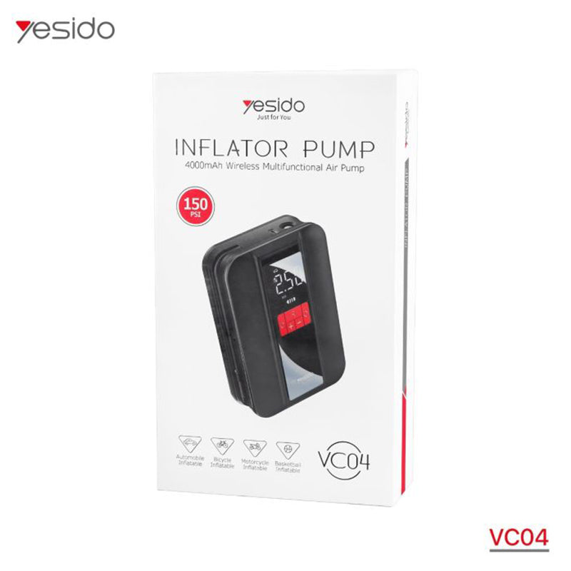 YESIDO VC-04 Tire Inflator, 4000mAh Multifunction Wireless Air Pump.