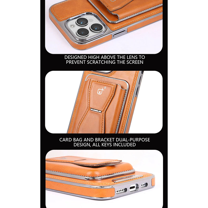 Electroplated Leather Magnetic Card Holder