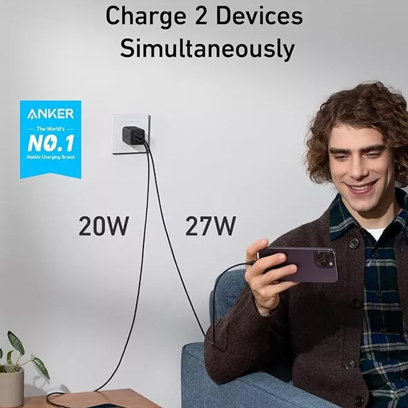 Anker 523 47W USB C Charger Nano 3 2 Port Compact GaN Fast Charger A2039