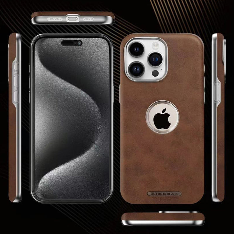 RMBMAX Luxury Matte Leather Case with Magnetic Metal Holder for iPhone