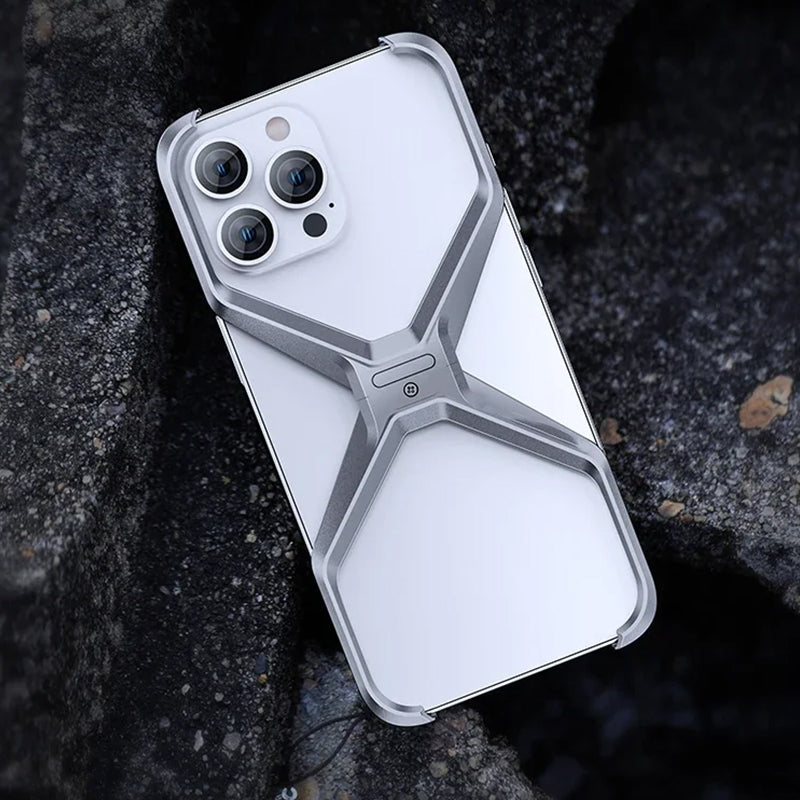 Luxury X-Type Frameless Metal Phone Case