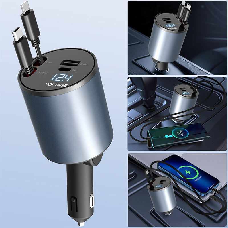 SUPER FLASHCHARGE 4-IN-1 Retractable Car Charger