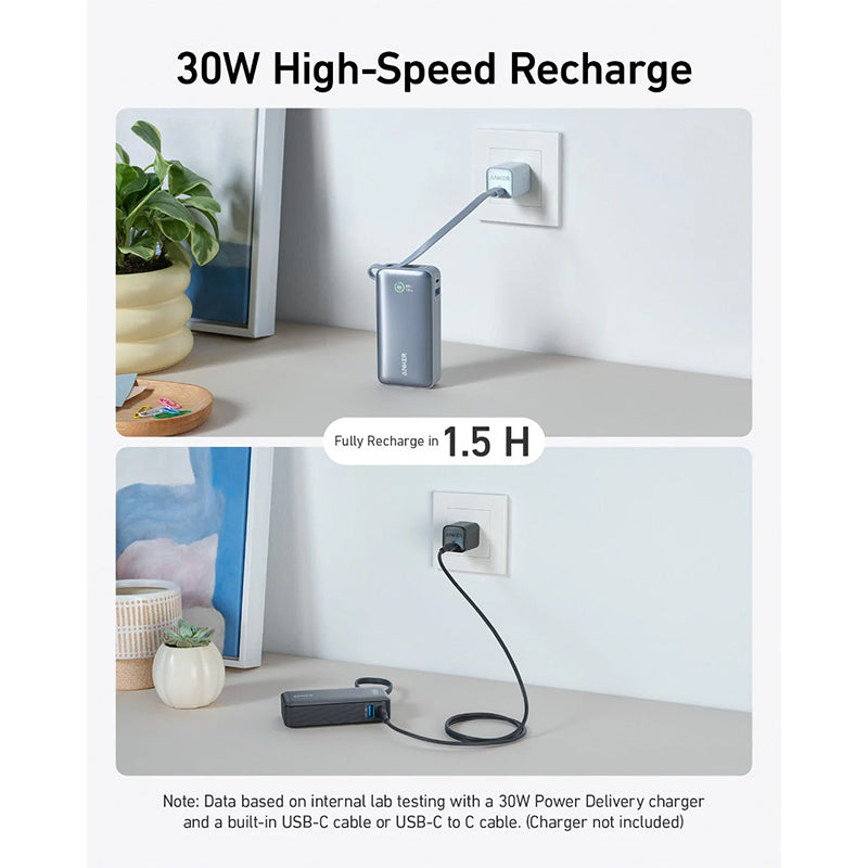 Anker A1259 Nano Power Bank (30W, Built-In USB-C Cable)