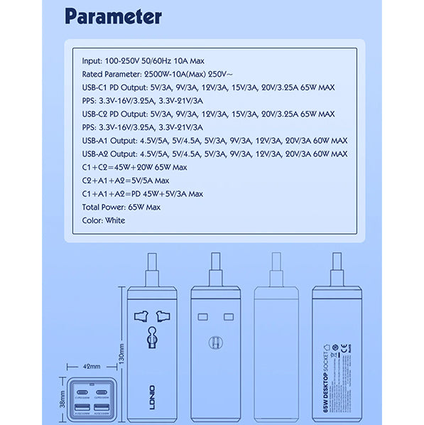 Ldnio SC1418 Multifunction Power Adapter 65W