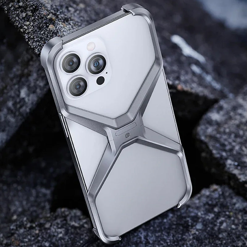 Luxury X-Type Frameless Metal Phone Case