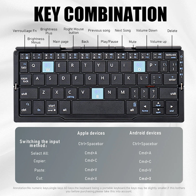 HB199 ultra-thin folding wireless three bluetooth keyboard