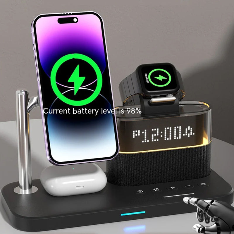 C09 5 in 1 Multifunctional Wireless Charger Bedside Clock Lamp 15W